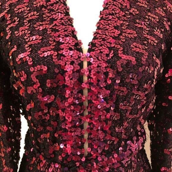 Lilli Diamond Dress Womens Vintage 70s Sequin Disco Metallic Matching Belt - Picture 8 of 14